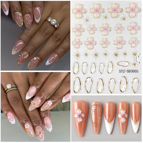 Colorful Nail Stickers for Nail Art Flower Nail Decals for Women - color: Colorful-16