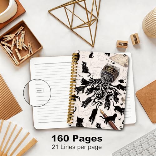 2 Pcs Funny Ink Cat A5 Spiral Notebook Journal Cute Cats Gifts for Women - color: Multicolour 0176