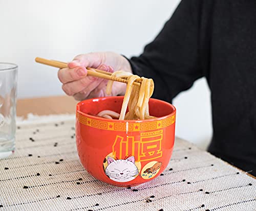 Dragon Ball Z Karin Japanese Ceramic Dinnerware Set | Place Setting Includes 16-Ounce Ramen Bowl and Wooden Chopsticks | Asian Food Dish Set For Home Kitchen