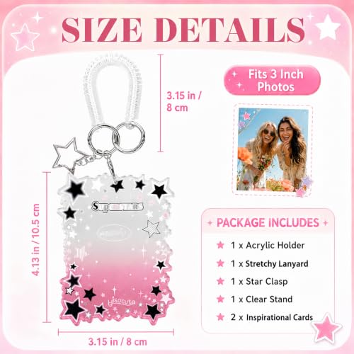Cute Star Acrylic Photo Card Holder Keychain - color: Black Star