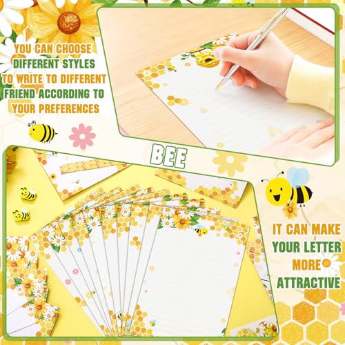 TaoBary 160 Pcs Bee Stationery Paper and Envelopes Set, 5.5 x 8.25'' - size: 8.25 x5.5 Inch, style: Bee