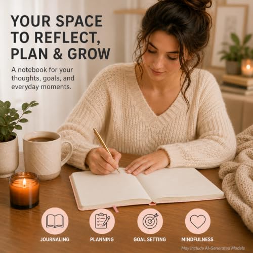 WORLD TRAVELER Large Lined Journal Notebook 256 Ruled White & Ivory Pages - color: Apricot Floral