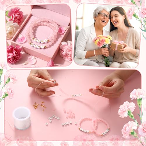 Whimsibelle 36 Sets Mother's Day Beads Bracelet Crafts Kit, DIY Mom Bracelet Kits, Mama Letter Beads Bracelets Thankful Gift DIY Art Crafts Kit for Mothers Women Mother's Day Birthday Party Favors