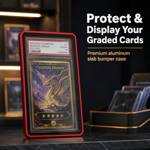 PSA Slab Case, Magnetic 9-Point Lock Display Protector, Red - color: Red