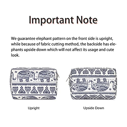 Narwey Makeup Bag Travel Toiletry Bag, Cosmetic Bag for Women Girls - color: Elephant, style: Large
