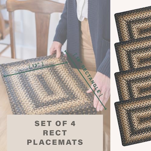 Homespice Kilimanjaro Jute Braided Placemats, Rect 13x19 Set of 4 - color: Kilimanjaro