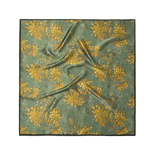 100% Mulberry Silk Scarf - 25.6" Square Neckerchief & Headscarf Gift Packed - color: Dark Green