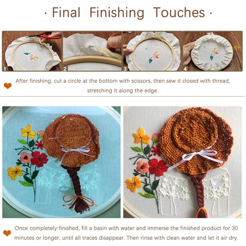 ARTopet Embroidery Kit for Beginners Cross Stitch Kits Needlepoint Set Colorful Flowers Patterns Embroidery Thread Kit for Craft Lover Hand Stitch with Hoop Threads Fabric-Flowers03 - color: Flowers03