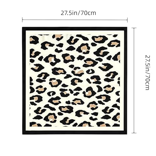 Silk Like Square Scarf for Women Men 27.5" - color: Leopard White