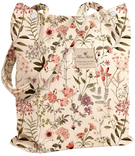 Miss Adola Corduroy Tote Bag for Women Cute Design - color: Flower