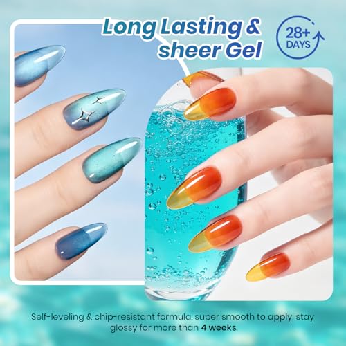 Beetles Jelly Gel Nail Polish Set, Luminous Cocktail 6 Colors Fall Gel - color: A - Sheer | Luminous Cocktail