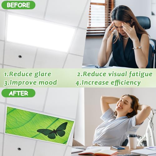 6 Pcs Fluorescent Light Covers with 60 Magnets Decorative for Classroom Ceiling Lights 4 x 2 Feet Magnetic Light Cover Filter Easy Install for Office Hospital Home Ceiling Supplies (Green Leaf Frog) - color: Green Leaf Frog