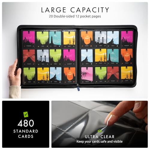 Vault X 12 Pocket Zip Trading Card Binder 480 Cards Exo-Tec (Blue) - color: Blue, size: 12 Pocket
