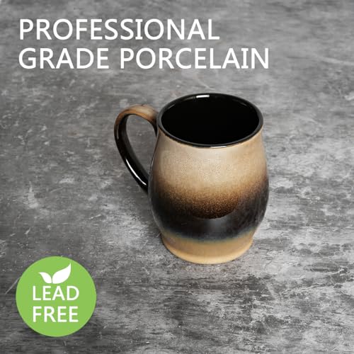 Bosmarlin Extra Large Ceramic Coffee Mug, 25 Oz, Dishwasher and Microwave Safe, Oversized Big Tea Cup for Office and Home, Reactive Glaze (Walnut) - color: Walnut
