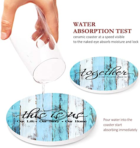 Britimes Coasters for Drinks, Set of 6, Ceramic Stone, Vintage Blue - color: Retro 1