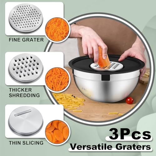 P&P CHEF Mixing Bowls with Lids Set of 6, Nesting Salad Bowl, Black - color: Black