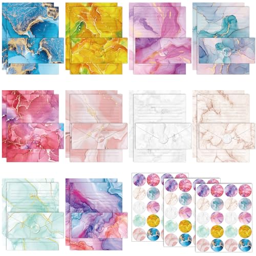 TaoBary 160 Pcs Marble Stationery Paper and Envelopes Set, 8.5 x 11'' - size: 8.5 x 11 Inch, style: Marble