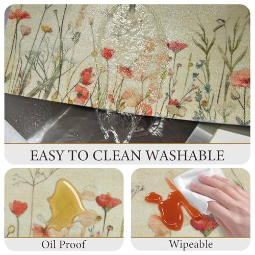 Vinyl Placemats Set of 6-12x17 Inch - Heat Resistant Washable Place Mats Waterproof Non-Slip Wipeable Table Mats for Dining Table Decor, Spring Outdoor Plastic Placemat - color: Floral-2
