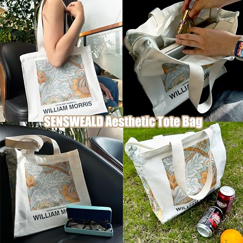 Canvas Tote Bag For Women With Zipper, Durable Portable Reusable Tote Canvas Bag, Tote Bag Aesthetic - color: Morris a