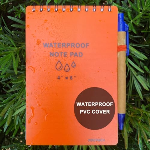 Waterproof Top Spiral Notepads 4" x 6", Universal Grid, Orange - color: Orange, size: Medium