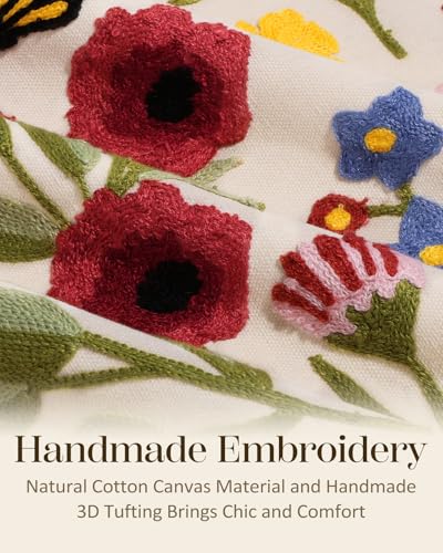 Embroidered Throw Pillow Covers 18x18 Inch, 2Pack, Retro Flower - color: Retro Flower, size: 18" x 18" (Pack of 2)