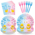 96Pcs Duck Gender Reveal Party Decorations, Serves 24 - style: Yellow Duck Gender Reveal