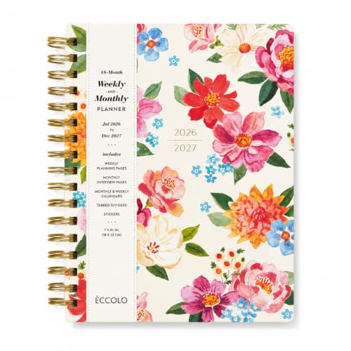 WORLD TRAVELER Academic Planner School Organizer Jul 2026-Dec 2027, 7"x9" - color: Bright Floral