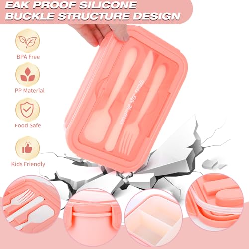77 Pieces Preppy Bento Box Lunch Box Kit Large Pink Insulated Lunch Bag 3 Layer Stackable Leakproof Lunch Box Containers with Cup,Lunch Bag,Spoon,Fork,60 Pieces Lunch Box Notes for Girl(Pink) - color: Pink