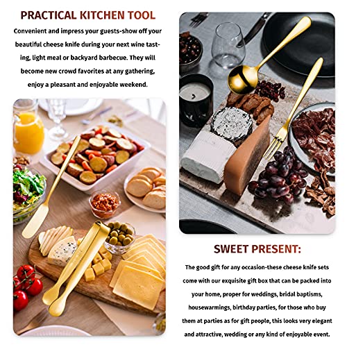 Patelai 14 Pcs Charcuterie Utensils Cheese Knives Forks,Golden - color: Golden