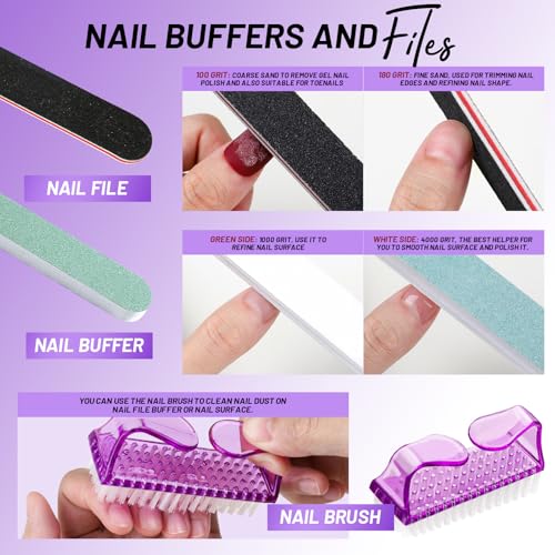 FANDAMEI Nail Care Kit, Nail Buffers and Files, Nail Cuticle Tools Kit, Nail Manicure Tools, Finger Nail File Set, Nail Buffer Block, Nail Cuticle Nippers, Ingrown Toenail Tools, Nail Care Tool Kit - color: Purple