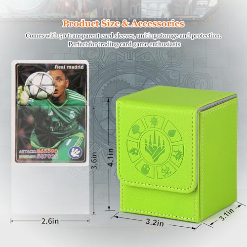 Arkeiliy MTG Deck Box 110+ Storage Sleeved Cards for Magic Commander - color: Grass