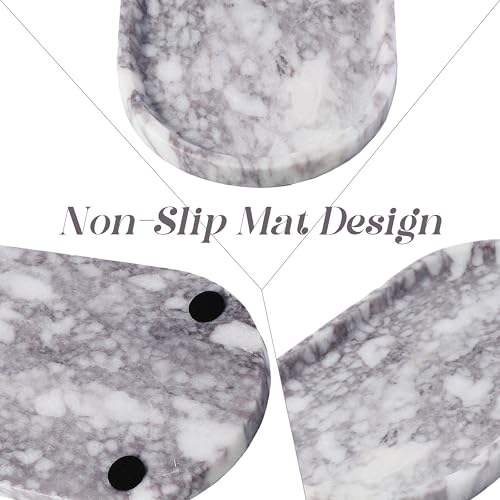 Koville Real Luxurious Natural Marble Vanity Tray, 10"x5" Calacatta Viola Marble Catchall Tray for Bathroom, Stone Perfume Trays Jewelry Dish for Dresser, Genuine Stone Storage Tray for Home Decor - color: Calacatta Viola White