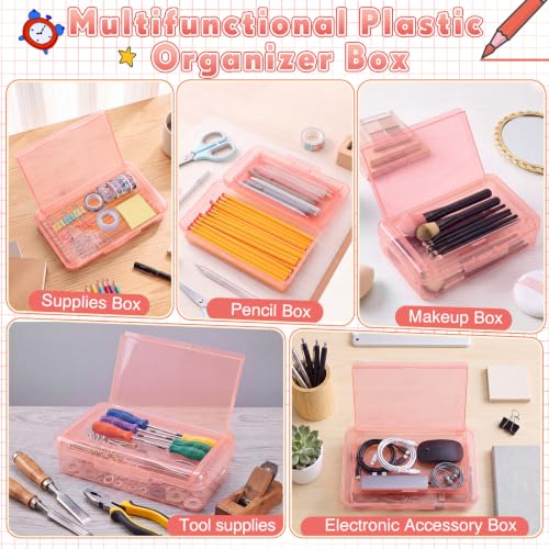 Blulu 6 Pack Double Layer Pencil Boxes Large Capacity,Pink - color: Pink
