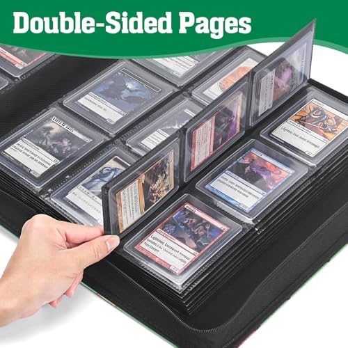 Top Loader Binder, 9-Pocket Trading Card Album, Holds 360 Top Loaders - color: Green Mushroom Frog