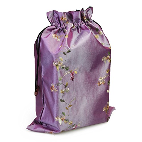 kilofly Embroidered Silk Jacquard Travel Bag, Lingerie & Shoes, Value Set of 2 - color: set2 A