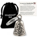 Guardian Bell Celtic Good Luck Bell w/Keyring & Black Velvet Gift Bag | Motorcycle Bell | Lead-Free Pewter | Made in USA - color: Silver