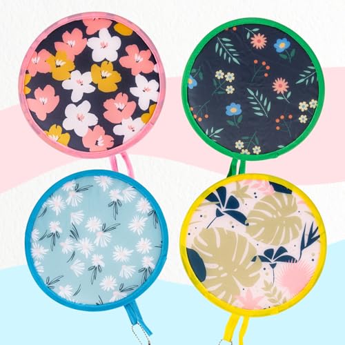 12Pcs Floral Round Foldable Hand Fan Japanese Foldable Fan Style Handheld Compact Cooling Fans,Round Folding Fan for Outdoor Games,Xmas Decoration,Festival,Party Favors,Travel,Events - color: 12Pcs Floral