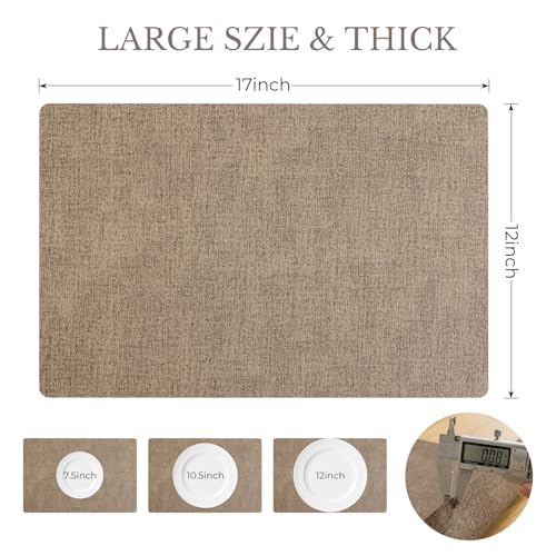 Romanstile Faux Leather Vinyl Placemats Set of 6, Coffee - color: Coffee