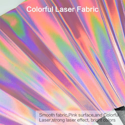 Large Rave Fan, Clack Folding Hand Fan with Premium Fabric, Thick Bamboo Frame for Men Women Gift for EDM, Festival, Club, Party, Dance, Decoration (Holographic Pink, 13") - color: Holographic Pink, size: 13"