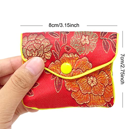 "Honbay 12PCS Jewelry Silk Purse Pouch Brocade Embroidered Bags Gift Bags, Assorted Colors (S)" - size: S