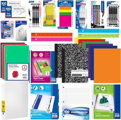 70 Piece Back to School Supplies Kit for Middle & High School Students Grades 7-12, Complete Student Supply Bundle with Binder, Notebooks, Folders, Pens, Pencils, Highlighters & Classroom Essentials - style: Middle / High School