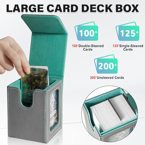 Card Deck Box for MTG Commander, Deck Case Holds 100 Double-Sleeved Cards - color: Gray & Blue, size: 1 Box