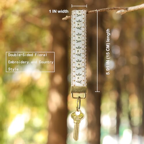 LNKRE JEWELRY Womens Embroidered Wristlet Keychain, Cute Key Chain Lanyard - color: Bronze