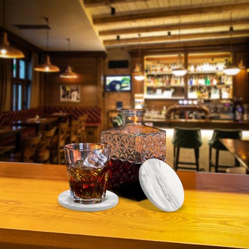 Coaster Set of 4, Ceramic Drink Coasters with Holder, 4 Inch Round (R&D) - style: 4 coasters Style D
