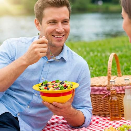 Straw Hat Ceramic Bowl Set w/ Spoon Fork & Chopsticks - Novelty Ramen Bowl