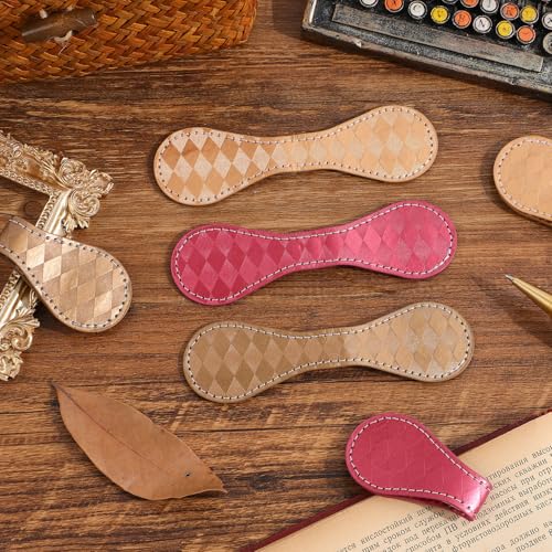 3PCS Vintage Magnetic Leather Bookmark, Leather Magnetic Bookmarks for Women, Magnetic PU Bookmarks Clip Book Accessories, Lattice Pattern - style: Lattice Pattern