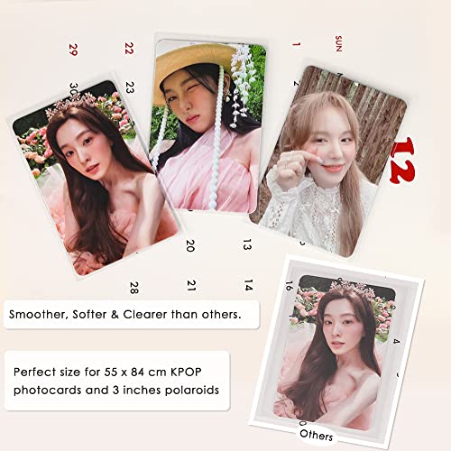 100 Packs Kpop Photocard Sleeves, 58 x 89 mm, 200 Microns Thick - size: Ultra Clear, Unsealable