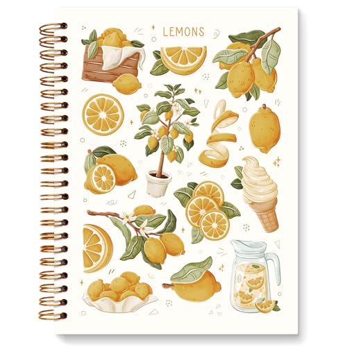 JXREQ Lemon Notebook Journal Gifts for Women Lemons Lover, School Office Supplies Journaling Notebooks for Note Taking Writing, Cottagecore Summer Fruit Spiral Notebooks 5.5x8.3 - color: Fruit 6