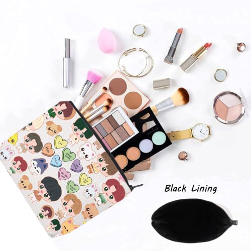 LEVLO Korean Group Stay Cosmetic Makeup Bag Korean Group Fans Gift Korean Group Cartoon Member Makeup Zipper Pouch Bag (SK Bag) - color: SKZ Bag