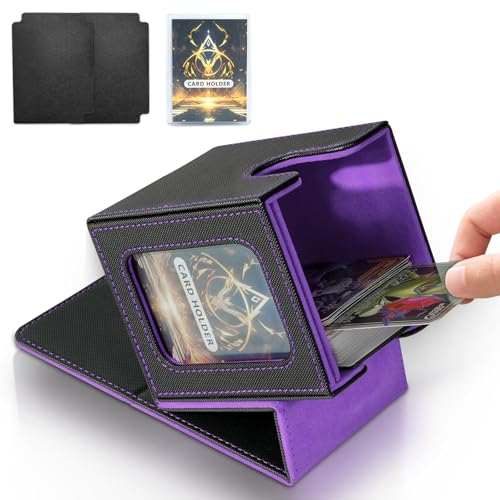 Card Deck Box for MTG Commander, Deck Case Holds 100 Double-Sleeved Cards - color: Black & Purple, size: 1 Box